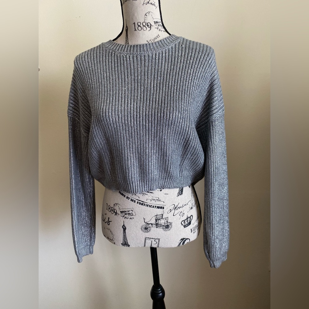 Forever 21 silver metallic cable knit sweater